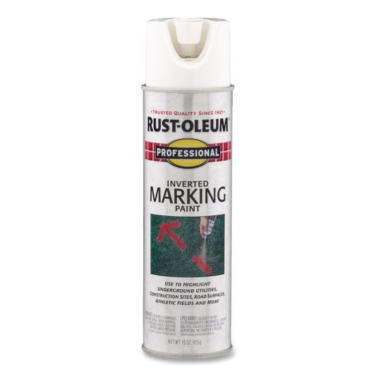 Inverted Marking Spray Paint, Flat White, 15 oz Aerosol Can, 6/Carton1