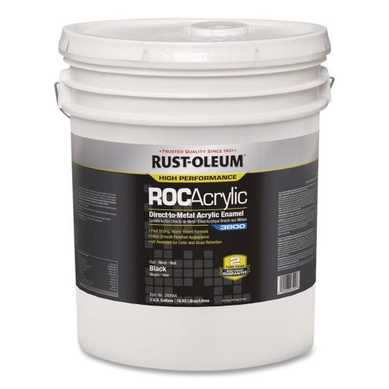 High Performance ROC Acrylic Direct to Metal Paint, Flat Black, 5 gal Bucket/Pail1