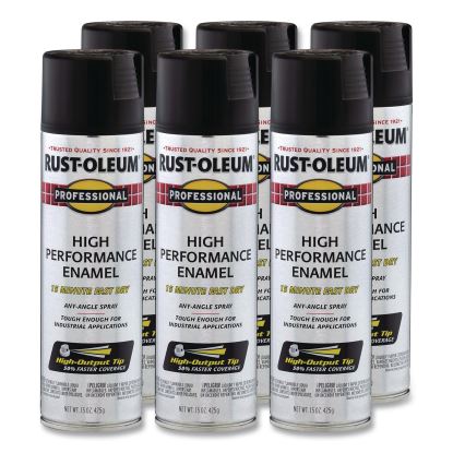 Professional Spray Paint, Flat Black, 15 oz Aerosol Can, 6/Carton1