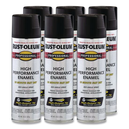 Professional Spray Paint, Flat Black, 15 oz Aerosol Can, 6/Carton1