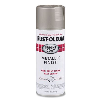 Stops Rust Bright Coat Spray Paint, Metallic Aluminum, 11 oz Aerosol Can, 6/Carton1