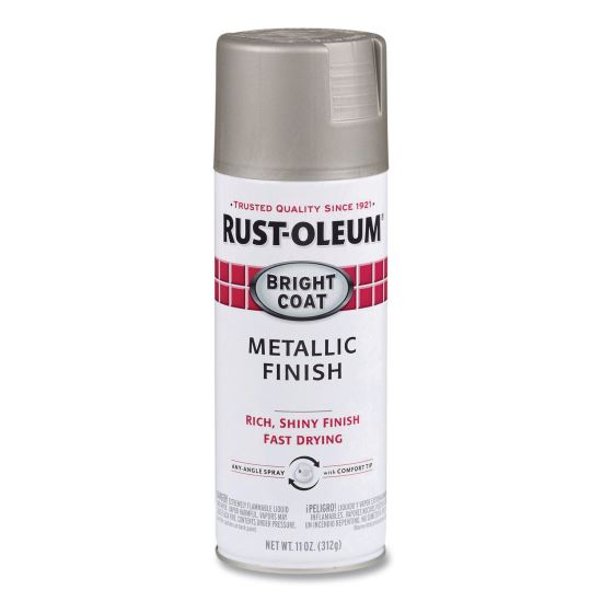 Stops Rust Bright Coat Spray Paint, Metallic Aluminum, 11 oz Aerosol Can, 6/Carton1