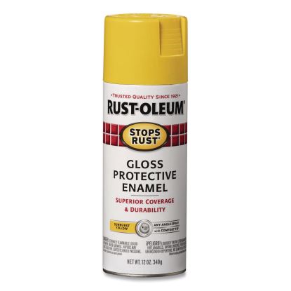 Stops Rust Spray Paint, Gloss Yellow, 12 oz Aerosol Can, 6/Carton1