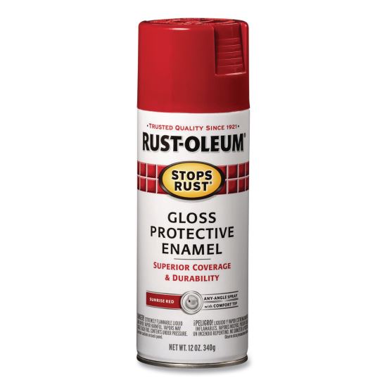 Stops Rust Spray Paint, Gloss Sunrise Red, 12 oz Aerosol Can, 6/Carton1