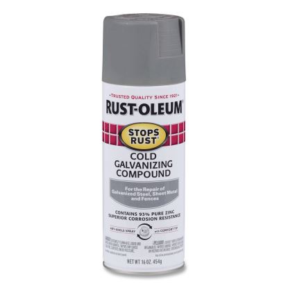 Stops Rust Cold Galvanizing Spray, Flat Gray, 16 oz Aerosol Can, 6/Carton1