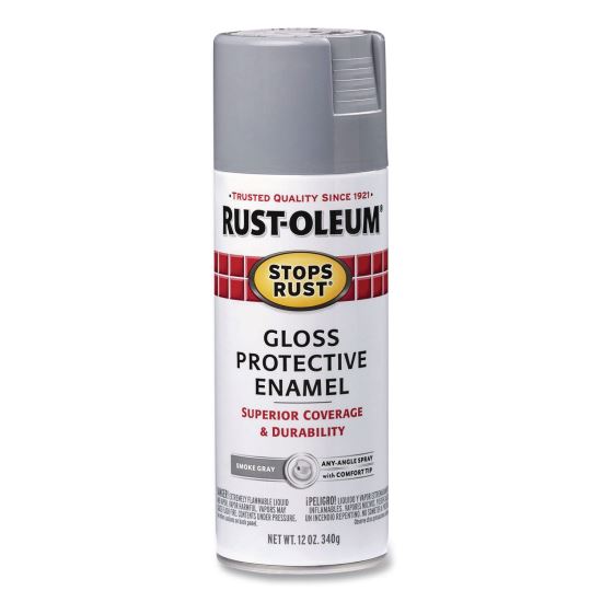 Stops Rust Spray Paint, Gloss Smoke Gray, 12 oz Aerosol Can, 6/Carton1