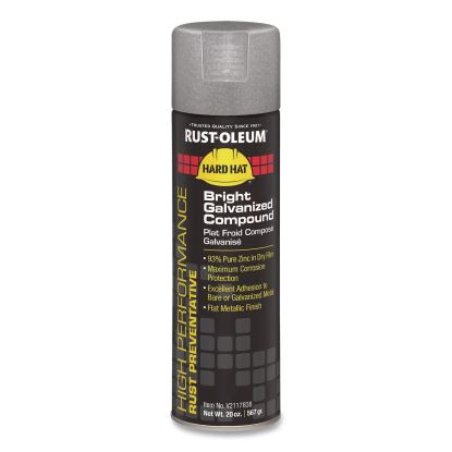 Hard Hat High Performance V2100 System Rust Preventive Bright Galvanizing Compound, Gloss Gray, 20 oz Aerosol Can, 6/CT1