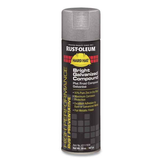 Hard Hat High Performance V2100 System Rust Preventive Bright Galvanizing Compound, Gloss Gray, 20 oz Aerosol Can, 6/CT1