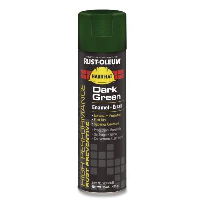 Hard Hat High Performance V2100 System Rust Preventive Enamel Spray Paint, Gloss Dark Green, Aerosol Can, 6/Carton1