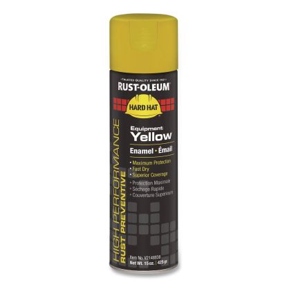 Hard Hat High Performance V2100 System Rust Preventive Enamel Spray Paint, Gloss Equipment Yellow,15 oz Aerosol Can, 6/Carton1
