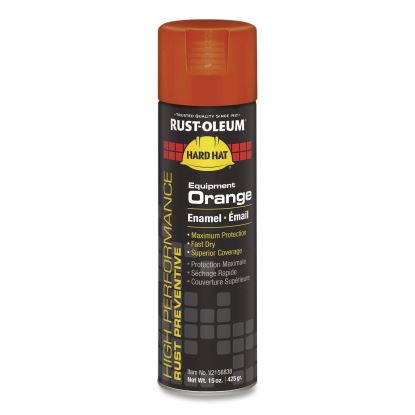 Hard Hat High Performance V2100 System Rust Preventive Enamel Spray Paint, Gloss Equipment Orange,15 oz Aerosol Can, 6/Carton1
