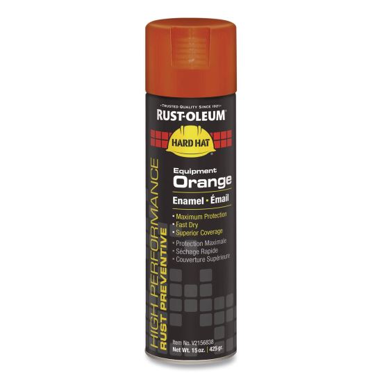 Hard Hat High Performance V2100 System Rust Preventive Enamel Spray Paint, Gloss Equipment Orange,15 oz Aerosol Can, 6/Carton1
