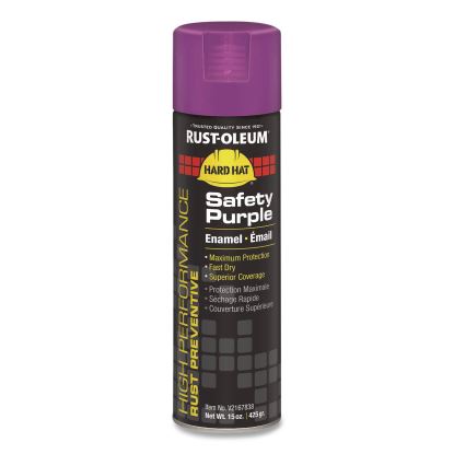Hard Hat High Performance V2100 System Rust Preventive Enamel Spray Paint, Gloss Safety Purple, 15 oz Aerosol Can, 6/Carton1