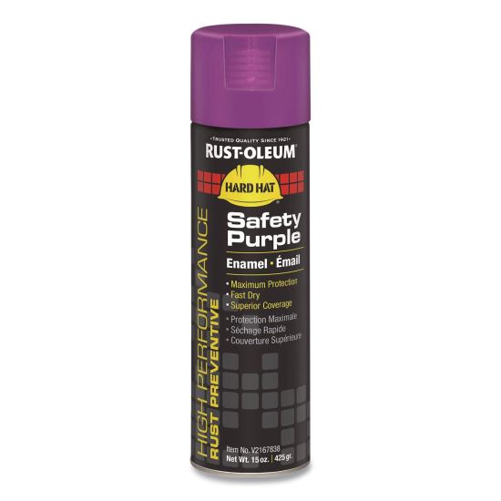 Hard Hat High Performance V2100 System Rust Preventive Enamel Spray Paint, Gloss Safety Purple, 15 oz Aerosol Can, 6/Carton1