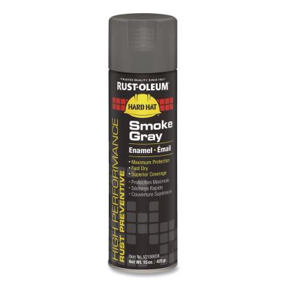 Hard Hat High Performance V2100 System Rust Preventive Enamel Spray Paint, Gloss Smoke Gray, 15 oz Aerosol Can, 6/Carton1