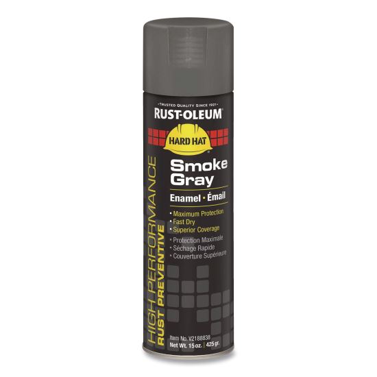 Hard Hat High Performance V2100 System Rust Preventive Enamel Spray Paint, Gloss Smoke Gray, 15 oz Aerosol Can, 6/Carton1