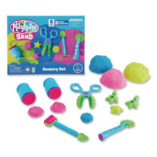 Playfoam Sand Sensory Set: Five Tools and Three Assorted Color 6 oz Packs of Sand, Ages 3 to 7, 8 Pieces1