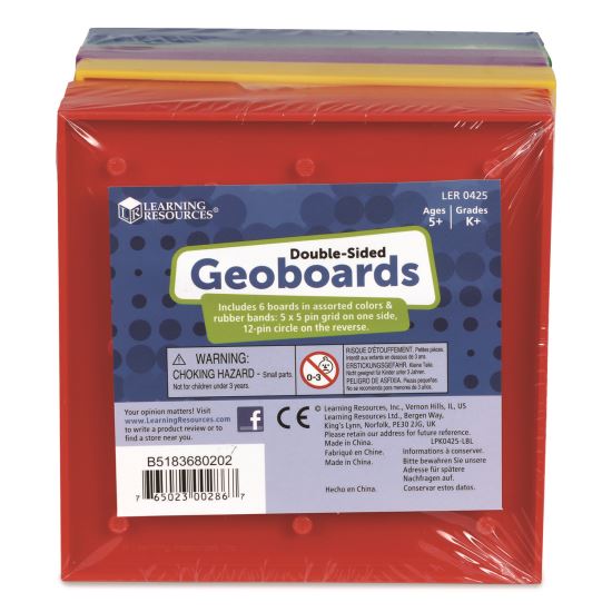 Double-Sided Assorted Geoboards, Grades K to 3, 5" x 5", Assorted Colors, 6 Pieces1