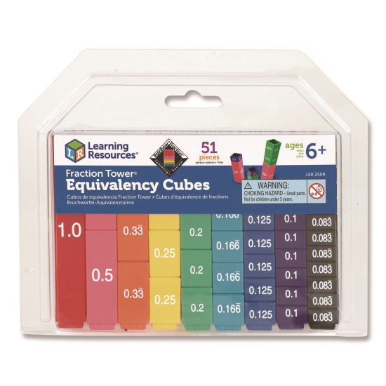 Fraction Tower Equivalency Cubes, Nine Sizes, Grades 1 to 4, 51 Pieces1