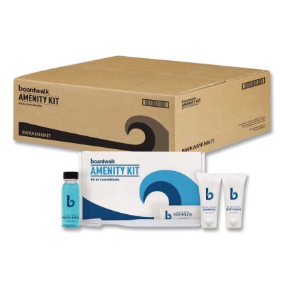 Amenities Kit, Mouth Rinse, Toothbrush, Toothpaste, Body Wash, Shampoo, Green Tea Lemongrass, 12 Kits/Carton1