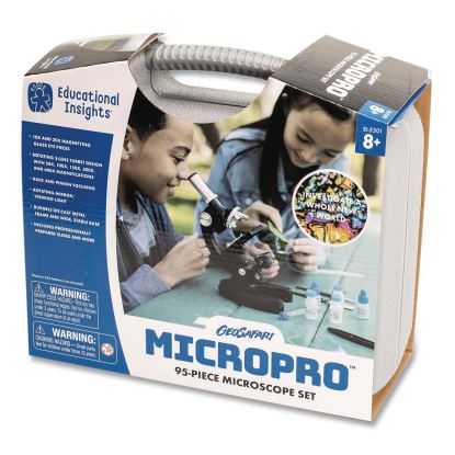 GeoSafari Micropro Microcope Set, 50x, 100x, 150x, 300x 600x Magnification, Plain Stage, Mirror Illuminator, Black, 95 Pieces1