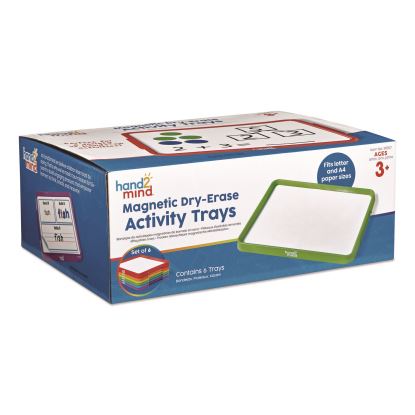 Magnetic Dry-Erase Trays, 13" x 9.5", White Surface, Assorted Frame Colors, 6/Set1