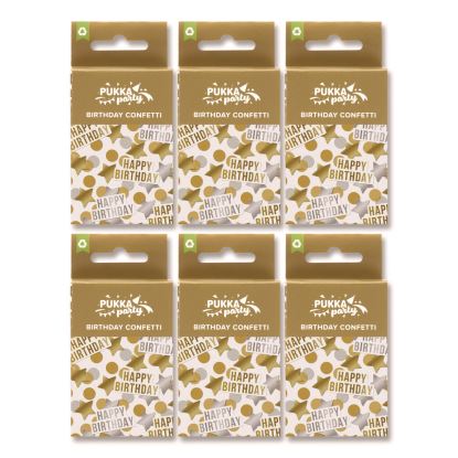 Gold and Silver Birthday Confetti, Circles, Stars, Happy Birthday Shaped, 1 x 2, Gold/Silver, 3/Pack, 2 Packs/Box1