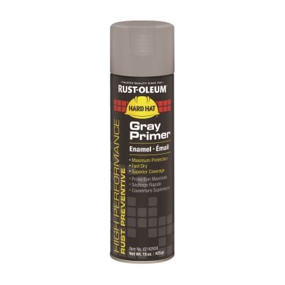 Hard Hat High Performance V2100 System Rust Preventive Enamel Spray Primer, Flat Gray, 15 oz Aerosol Can, 6/Carton1
