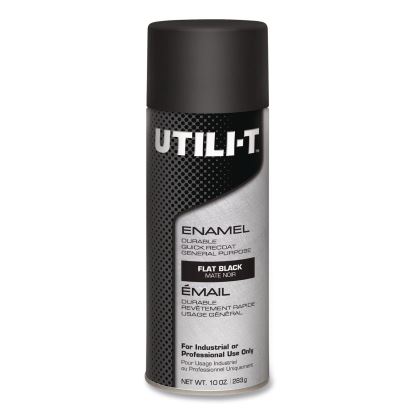 UTILI-T Spray Paint, Flat Black, 10 oz Aerosol Can, 6/Carton1