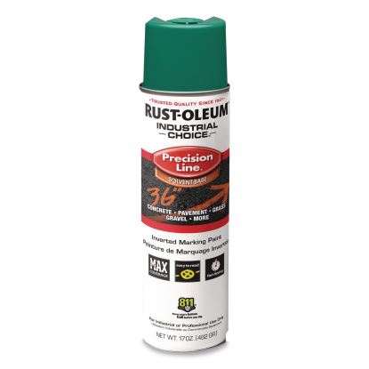 Industrial Choice M1600 System Solvent-Based Precision Line Marking Paint, Flat Green, 17 oz Aerosol Can, 12/Carton1