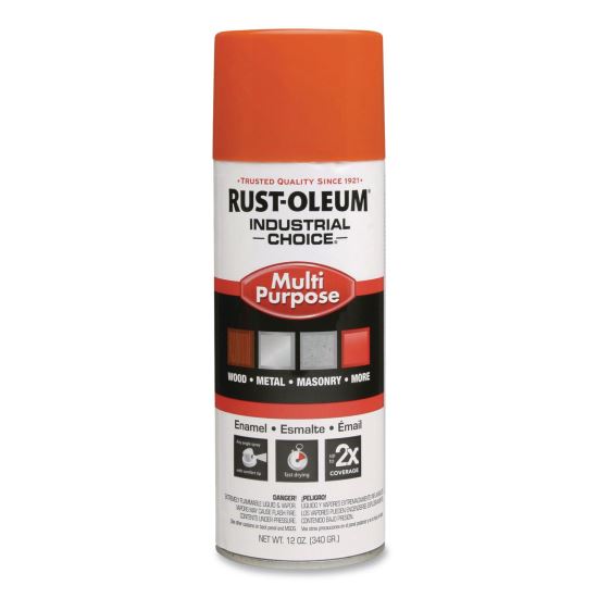 Industrial Choice 1600 System Multi-Purpose Enamel Spray Paint, Gloss Orange, 12 oz Aerosol Can, 6/Carton1