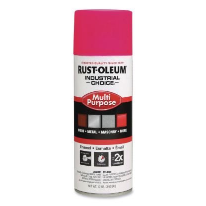 Industrial Choice 1600 System Multi-Purpose Enamel Spray Paint, Gloss Fluorescent Pink, 12 oz Aerosol Can, 6/Carton1