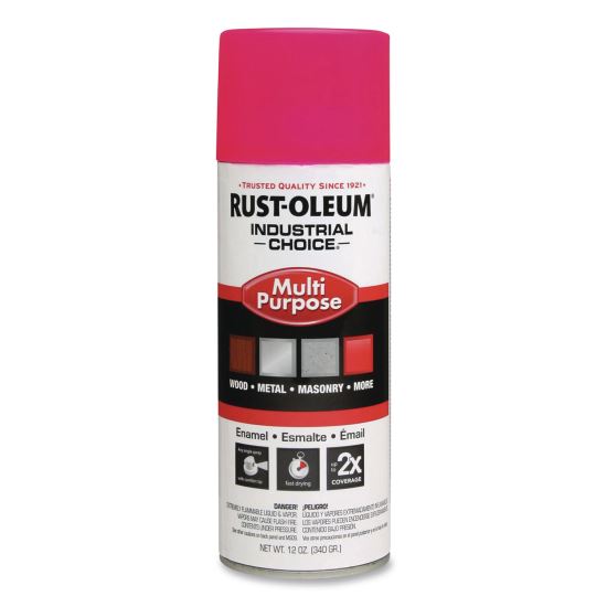 Industrial Choice 1600 System Multi-Purpose Enamel Spray Paint, Gloss Fluorescent Pink, 12 oz Aerosol Can, 6/Carton1