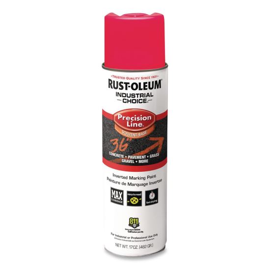 Industrial Choice M1600 System Solvent-Based Precision Line Marking Paint, Flat Fluorescent Pink, 17 oz Aerosol Can,12/Carton1