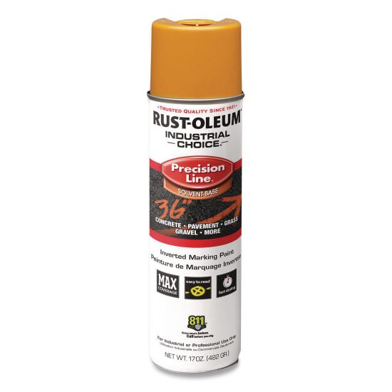 Industrial Choice M1600 System Solvent-Based Precision Line Marking Paint, Flat Yellow, 17 oz Aerosol Can, 12/Carton1