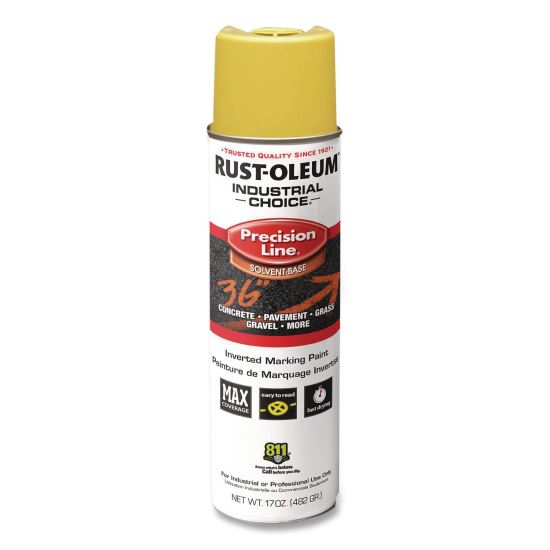 Industrial Choice M1600 System Solvent-Based Precision Line Marking Paint, Flat Hi-Vis Yellow, 17 oz Aerosol Can, 12/Carton1