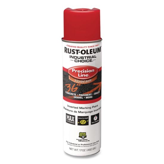 Industrial Choice M1600 System Solvent-Based Precision Line Marking Paint, Flat Red, 17 oz Aerosol Can, 12/Carton1