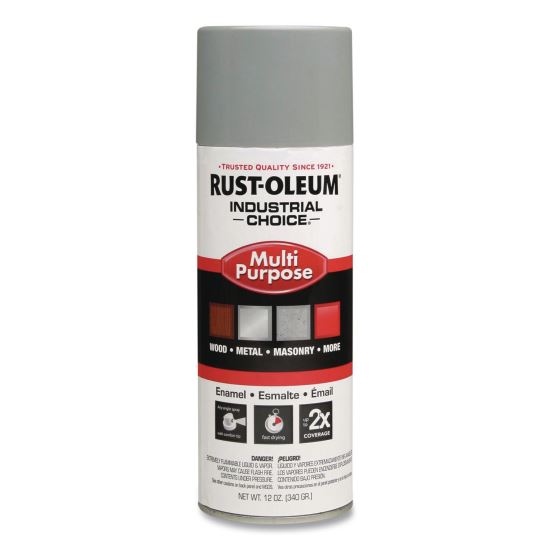 Industrial Choice 1600 System Multi-Purpose Enamel Spray Paint, Gloss ANSI 61 Light Gray, 12 oz Aerosol Can, 6/Carton1