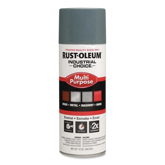Industrial Choice 1600 System Multi-Purpose Enamel Spray Paint, Gloss ANSI 49 Medium Light Gray, 12 oz Aerosol Can, 6/Carton1