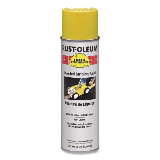 High Performance 2300 System Inverted Striping Paint, Semi-Gloss Yellow, 18 oz Aerosol Can, 6/Carton1