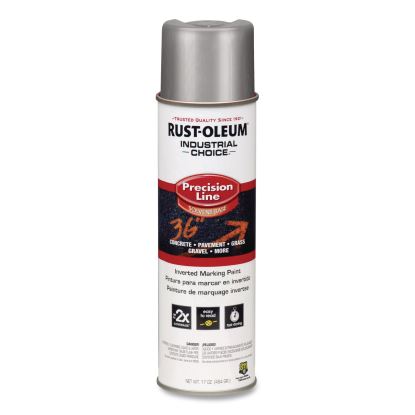 Industrial Choice M1600 System Solvent-Based Precision Line Marking Paint, Flat Silver, 17 oz Aerosol Can, 12/Carton1