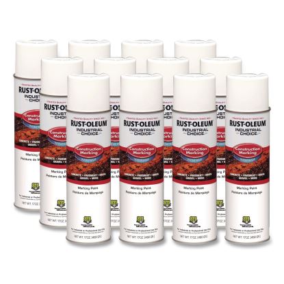 Industrial Choice M1400 System Water-Based Construction Marking Paint, Gloss White, 17 oz Aerosol Can, 12/Carton1