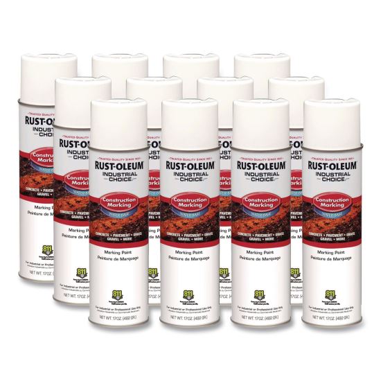 Industrial Choice M1400 System Water-Based Construction Marking Paint, Gloss White, 17 oz Aerosol Can, 12/Carton1