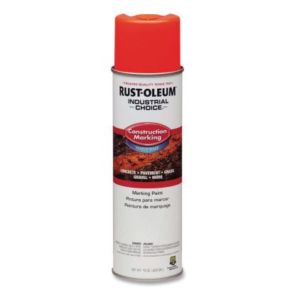 Industrial Choice M1400 System Water-Based Construction Marking Paint, Gloss Fluorescent Red-Orange, 17 oz Aerosol Can, 12/CT1