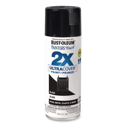 Painter's Touch 2X Ultra Cover Spray Paint, Gloss Black, 12 oz Aerosol Can, 6/Carton1