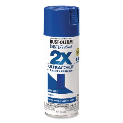 Painter's Touch 2X Ultra Cover Spray Paint, Gloss Deep Blue, 12 oz Aerosol Can, 6/Carton1