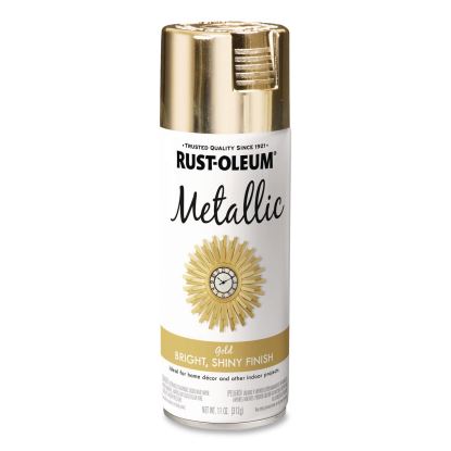 Metallic Spray Paint, Metallic Gold, 11 oz Aerosol Can, 6/Carton1