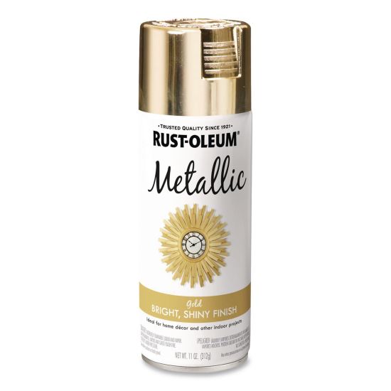 Metallic Spray Paint, Metallic Gold, 11 oz Aerosol Can, 6/Carton1