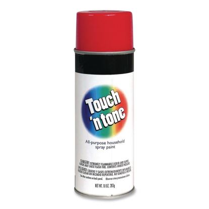 Touch'n Tone Spray Paint, Gloss Red, 10 oz Aerosol Can, 6/Carton1