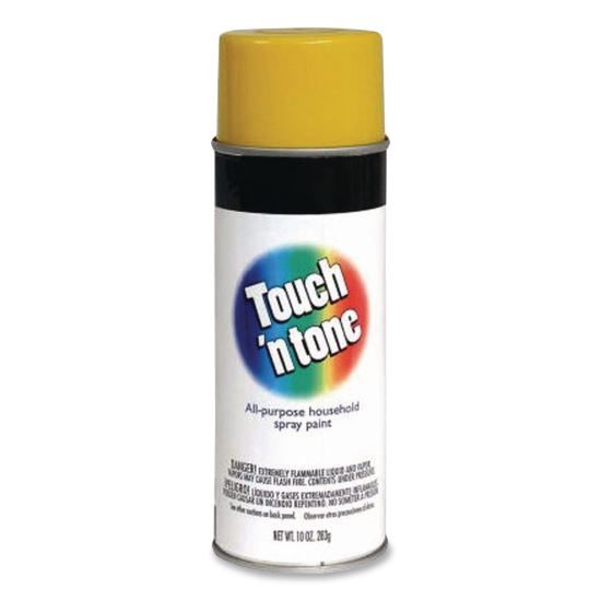 Touch'n Tone Spray Paint, Gloss Yellow, 10 oz Aerosol Can, 6/Carton1
